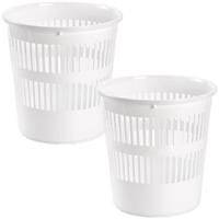 Plasticforte Afvalemmer - 2x stuks - 10L - 28 cm - kunststof - wit