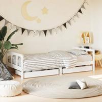 Kinderbedframe 90x200 cm massief grenenhout wit