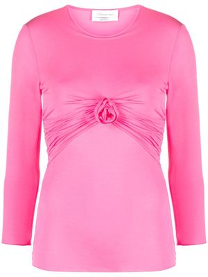 Blumarine t-shirt froncé à appliqué fleur - Rose
