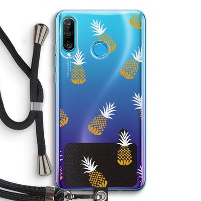 Ananasjes: Huawei P30 Lite Transparant Hoesje met koord