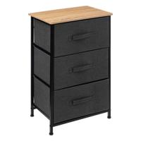 Opbergmandkastje/badkamerkastje - 3x manden - 45 x 30 x 73 cm - hout/stof - donkergrijs