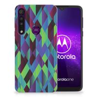 Motorola One Macro | TPU Hoesje | Abstract Green Blue