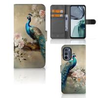 Telefoonhoesje | Met pasjeshouder | voor Motorola Moto G62 5G Vintage Pauwen Telefoonhoesje | Met pasjeshouder | voor Motorola Moto G62 5G Vintage Pauwen