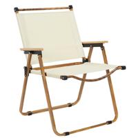 Home Deco Factory camping/strand stoel - hout/stof - inklapbaar - beige - L55 x B63 x H77 cm