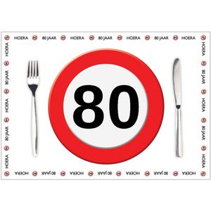 Papieren placemats 80 jaar 10 stuks