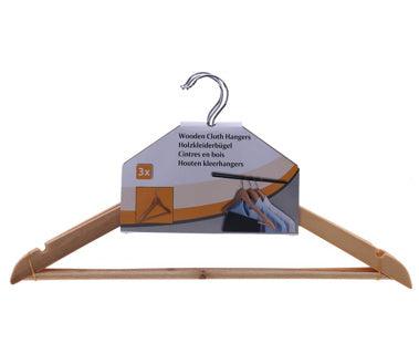 Kledinghangers hout set van 3