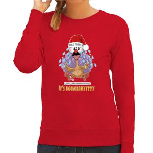 Foute Kersttrui/sweater voor dames - cold turkey - rood - doomsday - kerstfeest