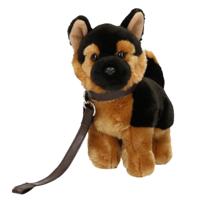 Duitse Herdershond knuffel - 22 cm - pluche - met riem - hond - hondenknuffel