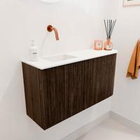 Toiletmeubel Mondiaz Joya | 81.6 cm | Meubelkleur Walnut | Faye wastafel Talc Links | Zonder kraangat(en) Toiletmeubel Mondiaz Joya | 81.6 cm | Meubelkleur Walnut | Faye wastafel Talc Links | Zonder kraangat(en)
