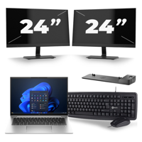 HP EliteBook 840 G9 - Intel Core i5-12e Generatie - 14 inch - 8GB RAM - 256GB SSD - Windows 11 + 2x 24 inch Monitor