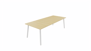 Tafel 8811 recht - 240 x 100 cm. - Wit - Beuken - Wit