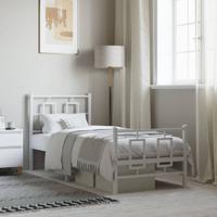 Bedframe met hoofd- en voeteneinde metaal wit 80x200 cm