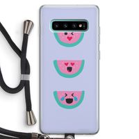 Smiley watermeloen: Samsung Galaxy S10 Plus Transparant Hoesje met koord