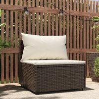 Tuinmiddenbank met kussens poly rattan bruin