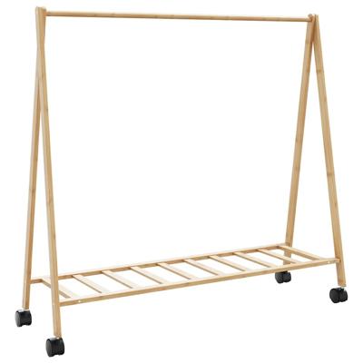 VidaXL Kledingrek met schappen en wielen 106x34x106,5 cm bamboe