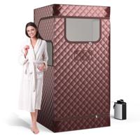 Dampfbad Thuis Sauna voor Thuis Volledige Lichaams Sauna Box met 3-Liter Stoomgenerator 91 x 91 x 183 cm Koffie