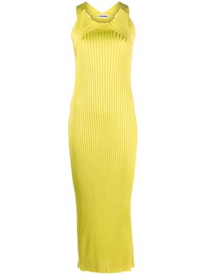 Jil Sander robe longue nervurée à design sans manches - Vert