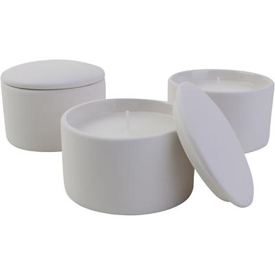 Keramische kandelaar incl kaars , afm 9x9x6,7 cm, 12 stuk/ 1 doos