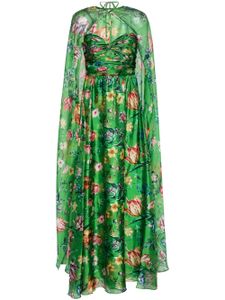 Marchesa Notte robe longue à fleurs - Vert