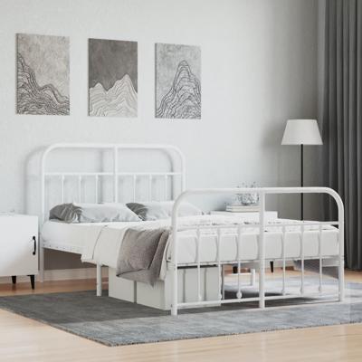 Bedframe met hoofd- en voeteneinde metaal wit 120 x 190 cm