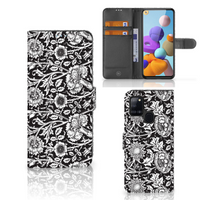 Samsung Galaxy A21s Hoesje Black Flowers