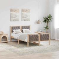 Bedframe met hoofdeinde Taupe 120 x 200 cm Massief grenenhout