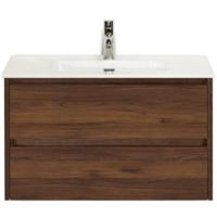 Dante Badmeubelset 80 cm - Walnoot - Keramische Wastafel Wit Cover