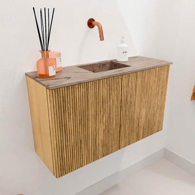 Toiletmeubel Mondiaz Joya Dlux | 70 cm | Meubelkleur Oak | Faye wastafel Arena Wasbak Midden | Zonder kraangat(en)