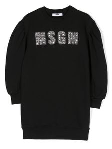 MSGM Kids robe-sweat à logo strassé - Noir