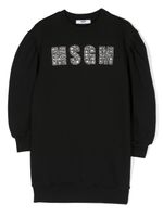 MSGM Kids robe-sweat à logo strassé - Noir