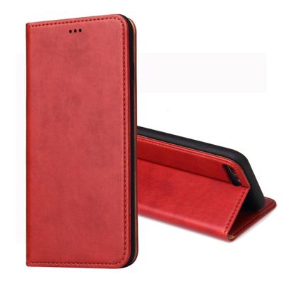 iPhone 7 Plus & 8 Plus horizontaal Dermis structuur PU leren Flip Hoesje met houder, magnetische sluiting en opbergruimte voor pinpassen & geld (rood)