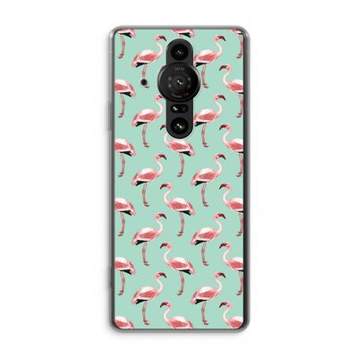 Flamingoprint groen: Sony Xperia Pro-I Transparant Hoesje