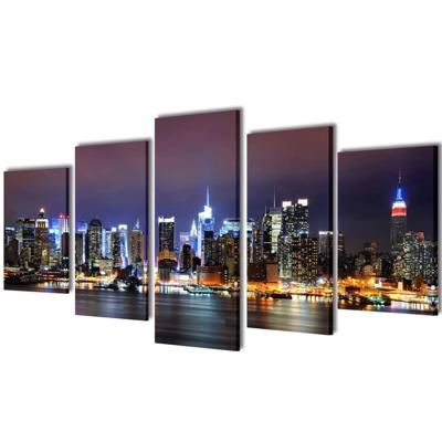 VidaXL Canvas muurdruk set kleurrijke new york skyline 100 x 50 cm