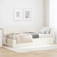 Hoekbedframe met matras Crème 90 x 190 cm Fluweel
