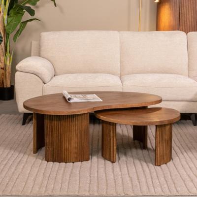 LABEL51 Organische Salontafel 'Timon' Mangohout, Set van 2 stuks, kleur Naturel