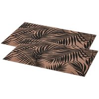 Set van 6x stuks rechthoekige placemats Palm zwart linnen mix 45 x 30 cm