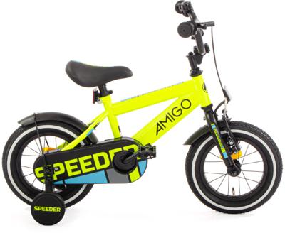AMIGO Speeder 12 Inch Jongens Terugtraprem Geel/Zwart AMIGO Speeder 12 Inch Jongens Terugtraprem Geel/Zwart