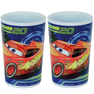 Disney Cars beker - 2x - 220 ml - kunststof - drinkbeker - kinderbeker