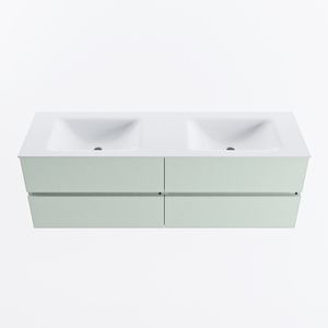 MONDIAZ VICA 150cm badmeubel onderkast Greey 4 lades. Wastafel CLOUD dubbel 2 kraangaten, kleur Talc.