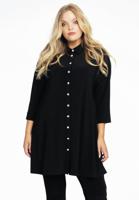 Yoek Blouse strassknoopjes | Zwart | Maat 50/52