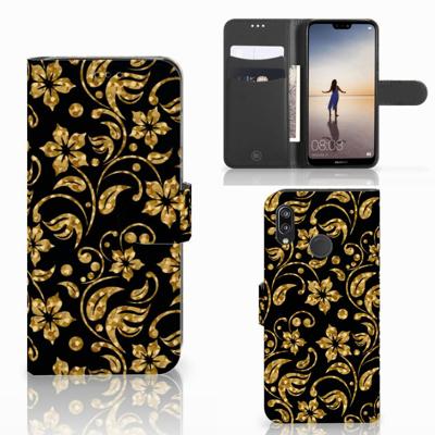 Huawei P20 Lite Hoesje Gouden Bloemen Huawei P20 Lite Hoesje Gouden Bloemen