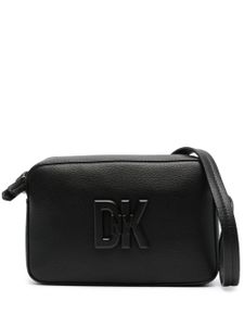 DKNY sac à bandoulière en cuir à plaque logo - Noir