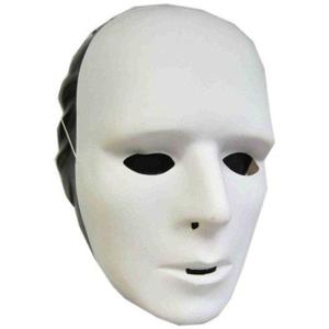 Grimeer masker - Set van 4x stuks - wit - van kunststof - met elastiekje - volwassenen