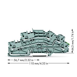 WAGO 2003-6645 Installatie-etageklem 5.20 mm Spanveer Toewijzing: L, L, Terre Grijs 50 stuk(s)