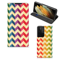 Samsung Galaxy S21 Ultra Hoesje met Magneet Zigzag Multi Color - thumbnail