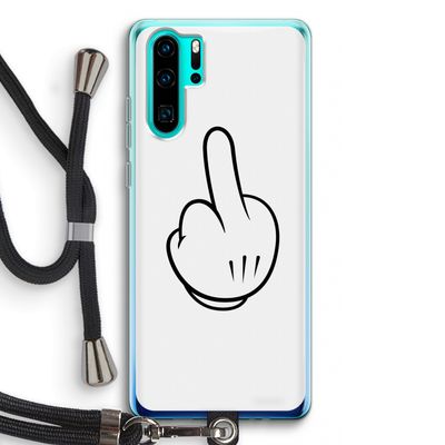Middle finger white: Huawei P30 Pro Transparant Hoesje met koord