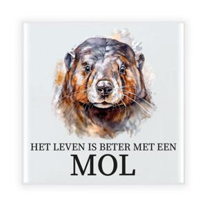 Cadeau tegel voor de familie Mol - het leven is beter met een Mol - keramiek - waterverf - 15 cm