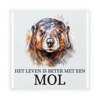 Cadeau tegel voor de familie Mol - het leven is beter met een Mol - keramiek - waterverf - 15 cm