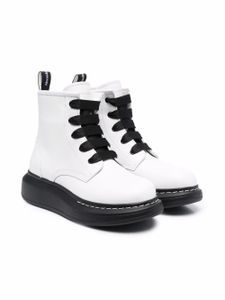 Alexander McQueen Kids bottes en cuir à lacets - Blanc