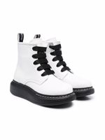 Alexander McQueen Kids bottes en cuir à lacets - Blanc - thumbnail